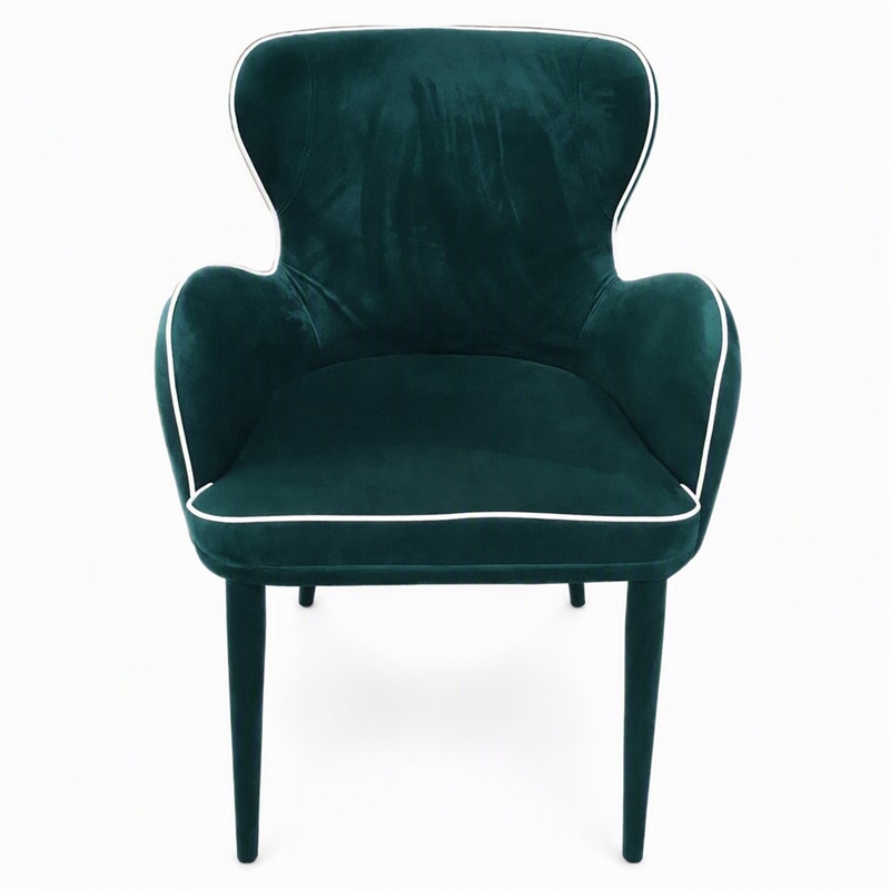 Pemberly Row Modern Wingback Green Dining Chair with Fabric Upholstery