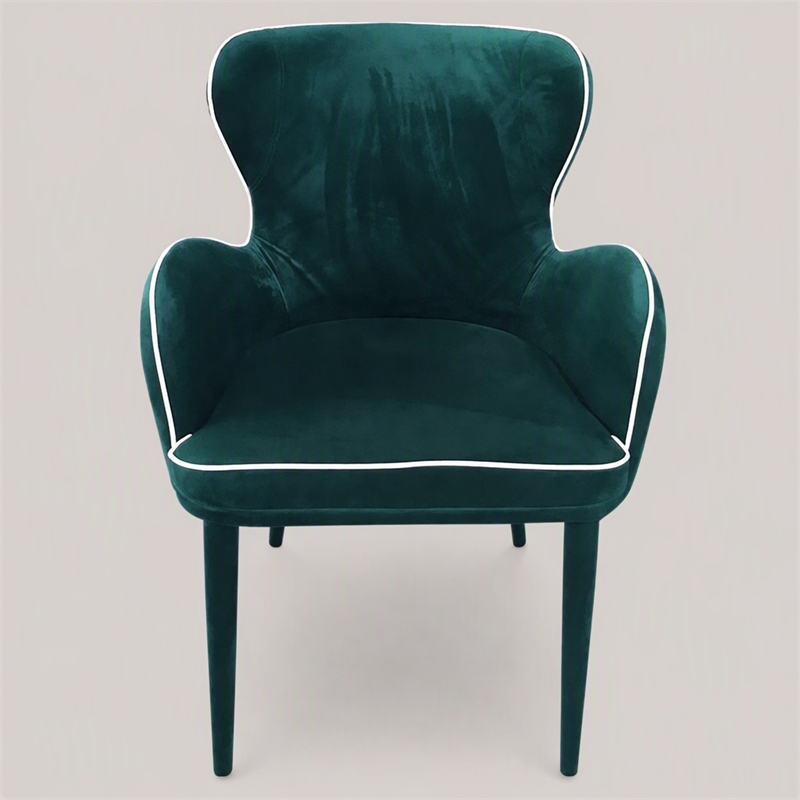 Pemberly Row Modern Wingback Green Dining Chair with Fabric Upholstery