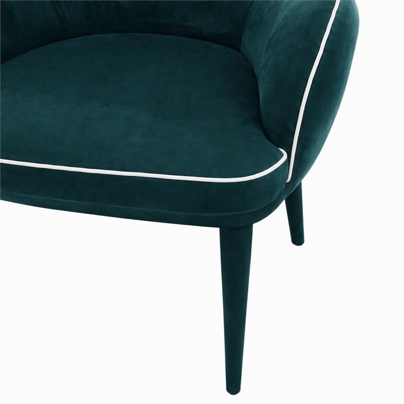 Pemberly Row Modern Wingback Green Dining Chair with Fabric Upholstery