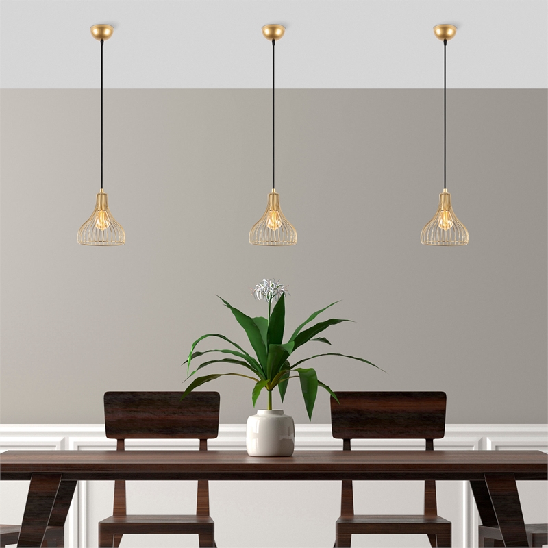 Pemberly Row Gold Metal Chandelier with Adjustable Height