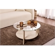 Pemberly Row Clara Coffee Table with Glass Top in Travertine Melamine