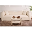 Pemberly Row Clara Coffee Table with Glass Top in Travertine Melamine