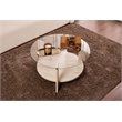 Pemberly Row Clara Coffee Table with Glass Top in Travertine Melamine