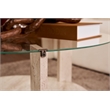 Pemberly Row Clara Coffee Table with Glass Top in Travertine Melamine