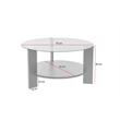 Pemberly Row Clara Coffee Table with Glass Top in Travertine Melamine