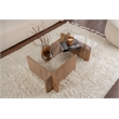 Pemberly Row Flavio Coffee Table with Tempered Glass Top in Atlantic Pine