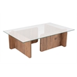 Pemberly Row Flavio Coffee Table with Tempered Glass Top in Atlantic Pine