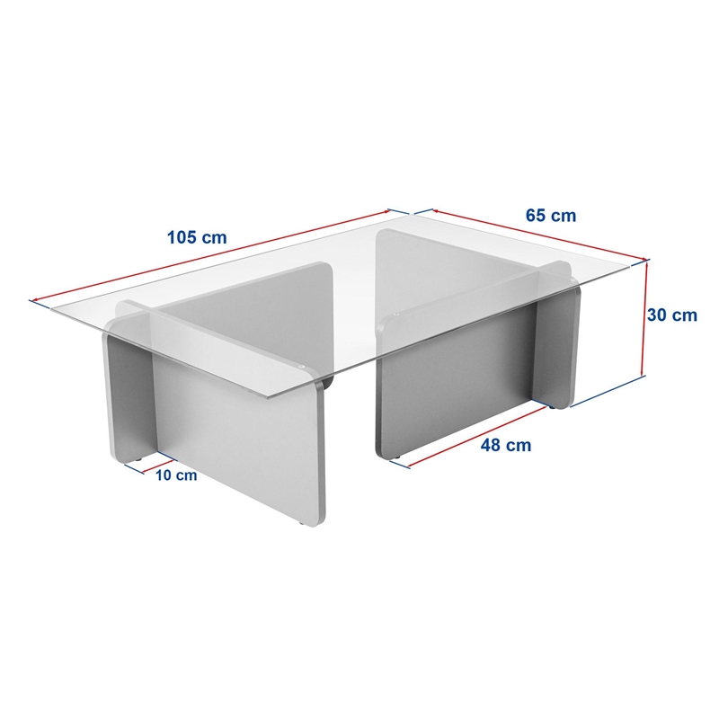 Pemberly Row Flavio Coffee Table with Tempered Glass Top in Atlantic Pine
