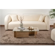 Pemberly Row Oak Coffee Table with Tempered Glass Top and Particle Board Frame