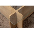 Pemberly Row Oak Coffee Table with Tempered Glass Top and Particle Board Frame