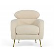 Pemberly Row Modern Metal Lounge Chair in Cream and Gold Finish