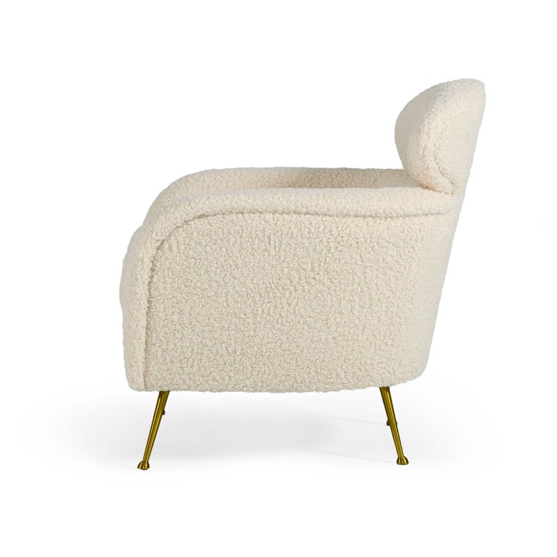 Pemberly Row Modern Metal Lounge Chair in Cream and Gold Finish