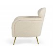 Pemberly Row Modern Metal Lounge Chair in Cream and Gold Finish