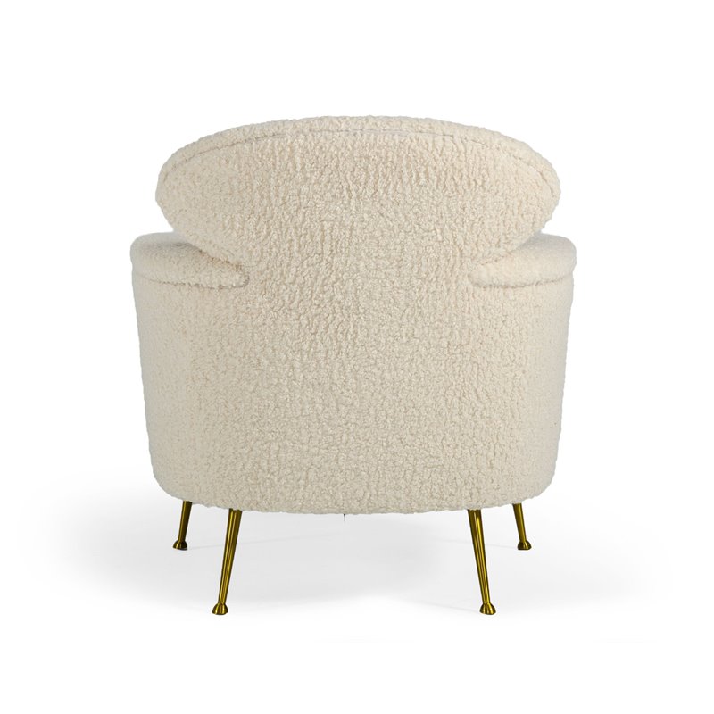 Pemberly Row Modern Metal Lounge Chair in Cream and Gold Finish