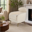 Pemberly Row Modern Metal Lounge Chair in Cream and Gold Finish