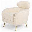Pemberly Row Modern Metal Lounge Chair in Cream and Gold Finish