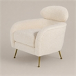 Pemberly Row Modern Metal Lounge Chair in Cream and Gold Finish