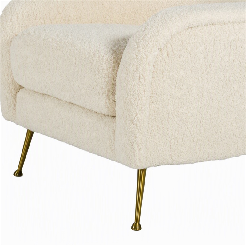 Pemberly Row Modern Metal Lounge Chair in Cream and Gold Finish