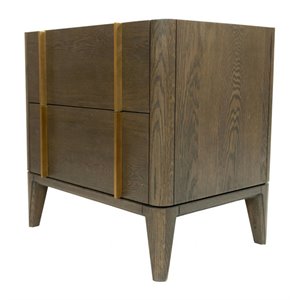 Pemberly Row Mid-Century Nightstand in Dark Brown with White Accents