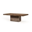 Pemberly Row Oak Wood Coffee Table with Concrete Base in Walnut Finish