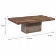 Pemberly Row Oak Wood Coffee Table with Concrete Base in Walnut Finish