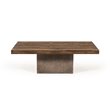 Pemberly Row Oak Wood Coffee Table with Concrete Base in Walnut Finish