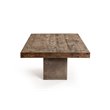 Pemberly Row Oak Wood Coffee Table with Concrete Base in Walnut Finish