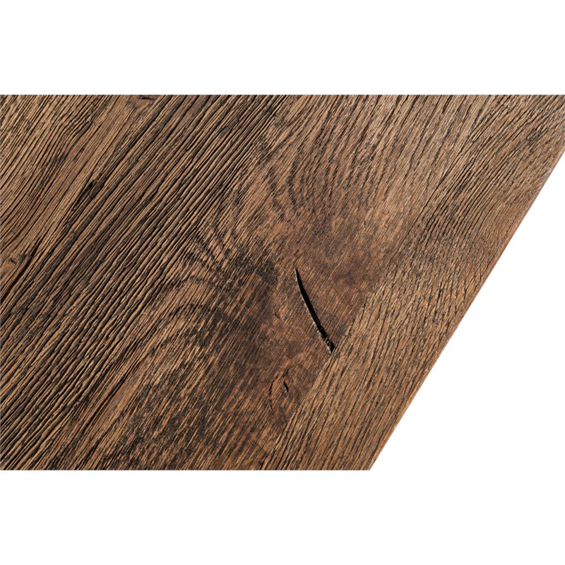 Pemberly Row Oak Wood Coffee Table with Concrete Base in Walnut Finish