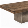 Pemberly Row Oak Wood Coffee Table with Concrete Base in Walnut Finish