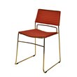 Pemberly Row Set of 2 Salmon Upholstered Dining Chairs with Gold Frame