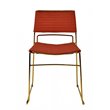 Pemberly Row Set of 2 Salmon Upholstered Dining Chairs with Gold Frame