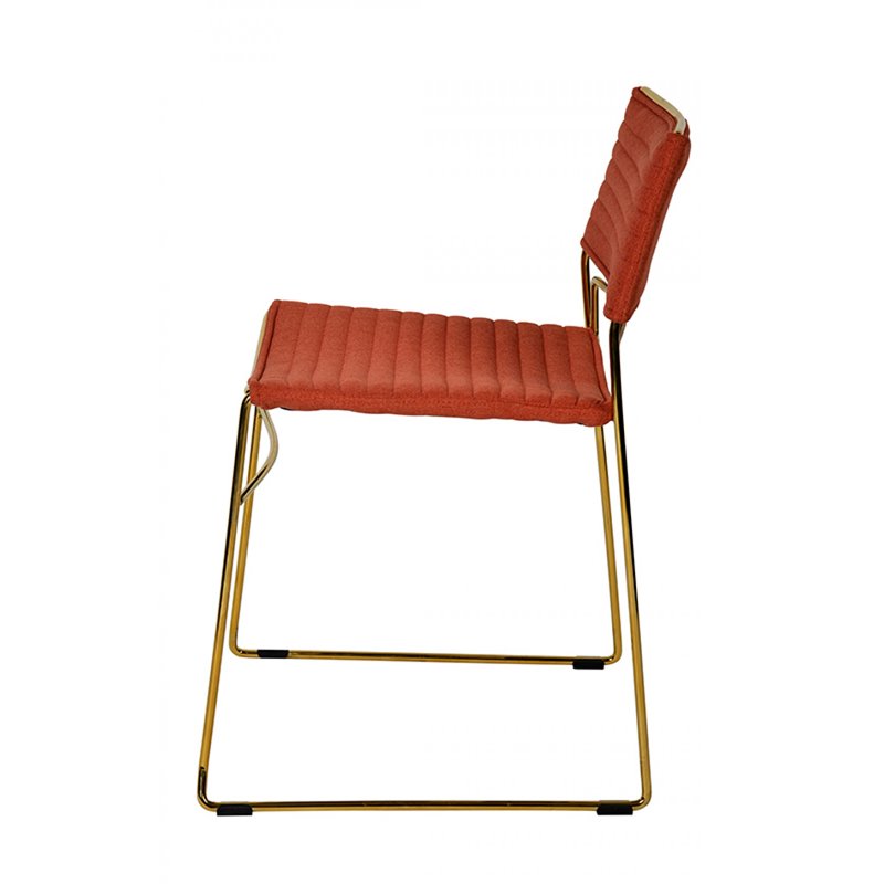 Pemberly Row Set of 2 Salmon Upholstered Dining Chairs with Gold Frame