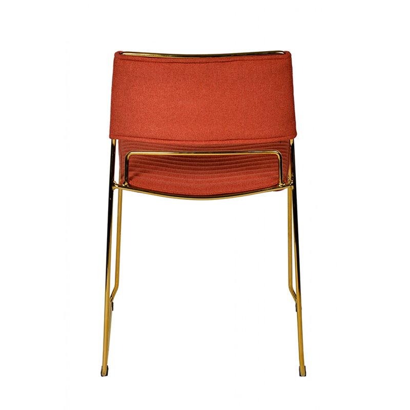 Pemberly Row Set of 2 Salmon Upholstered Dining Chairs with Gold Frame