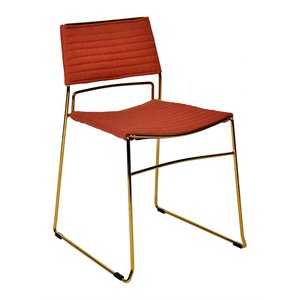Pemberly Row Set of 2 Salmon Upholstered Dining Chairs with Gold Frame