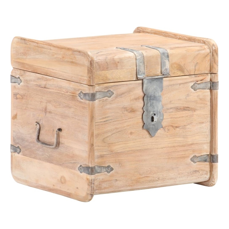 Pemberly Row Solid Acacia Wood Storage Chest in White