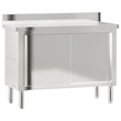Pemberly Row Stainless Steel Kitchen Work Table with Sliding Doors
