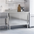 Pemberly Row Stainless Steel Kitchen Work Table with Sliding Doors