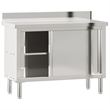Pemberly Row Stainless Steel Kitchen Work Table with Sliding Doors