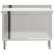 Pemberly Row Stainless Steel Kitchen Work Table with Sliding Doors