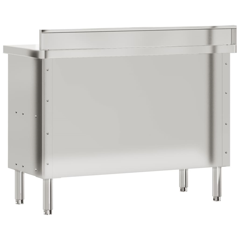 Pemberly Row Stainless Steel Kitchen Work Table with Sliding Doors