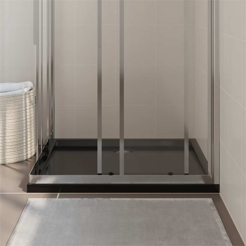 Pemberly Row Rectangular ABS Shower Base Tray in Black