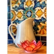 Pemberly Row Handmade Capiz Shell Lotus Tea Light Holder in Pink Finish