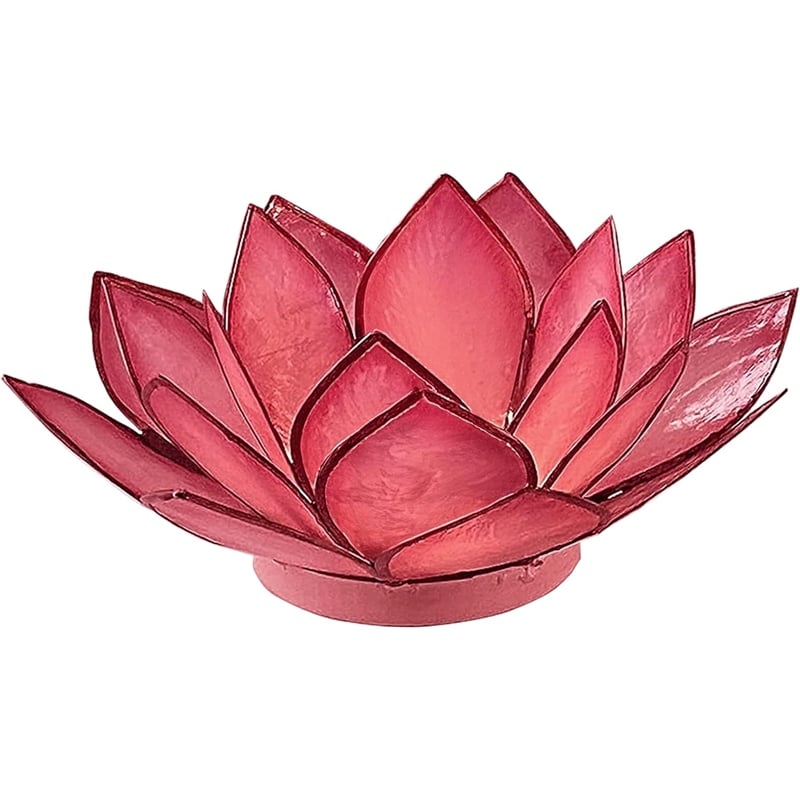 Pemberly Row Handmade Capiz Shell Lotus Tea Light Holder in Pink Finish