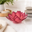 Pemberly Row Handmade Capiz Shell Lotus Tea Light Holder in Pink Finish
