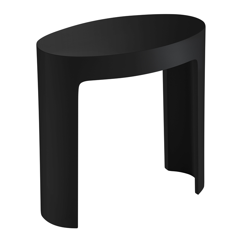 Pemberly Row Matte Black Resin Bathroom Stool for Shower or Bench Use