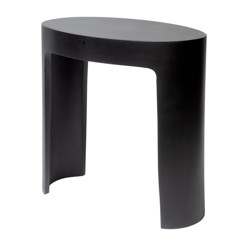 Pemberly Row Matte Black Resin Bathroom Stool for Shower or Bench Use