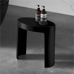 Pemberly Row Matte Black Resin Bathroom Stool for Shower or Bench Use