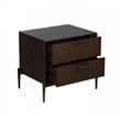 Pemberly Row Shane Modern Acacia Nightstand in Dark Brown with Brass