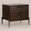 Pemberly Row Shane Modern Acacia Nightstand in Dark Brown with Brass