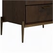 Pemberly Row Shane Modern Acacia Nightstand in Dark Brown with Brass